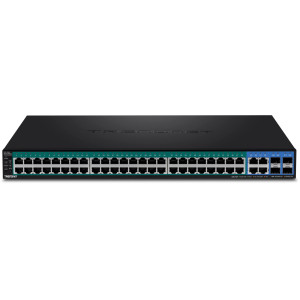 TRENDnet TPE-5048WS 52-Port Managed Gigabit Ethernet PoE+ Switch, 4x shared Gigabit ports (RJ-45 or SFP), rack mountable